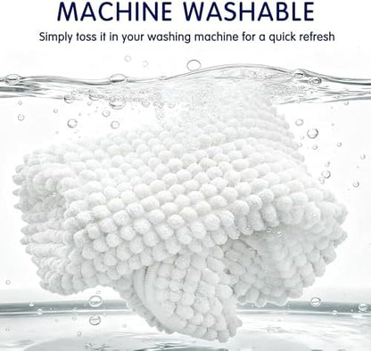SUBRTEX Bathroom Rugs, 24" x 44" Chenille Bath Rug Soft Short Plush Bath Mat Soft Shower Mat Water Absorbent Shower Mat Quick Dry Machine Washable, White