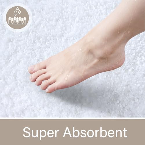 LOCHAS Bathroom Rug Runner 24x54 Inch, Bath Rugs Non Slip, White