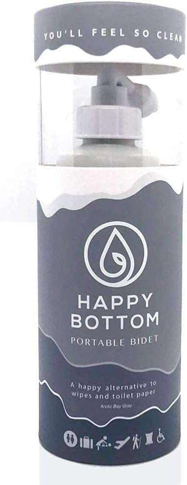 Happy Bottom Portable Bidet | Leak Free Handheld Travel Bidet and Peri Bottle with Angled Nozzle Sprayer | 400 ml Capacity | with Travel Bag