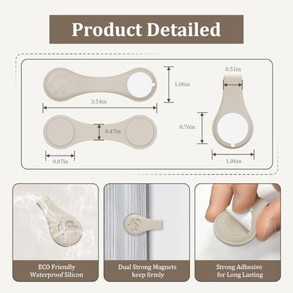 Magnetic Silicone Shower Curtain Clips for Liner 3 Packs (Light Brown)