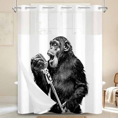 No Hook Shower Curtain with Snap in Liner 71x74 Inch