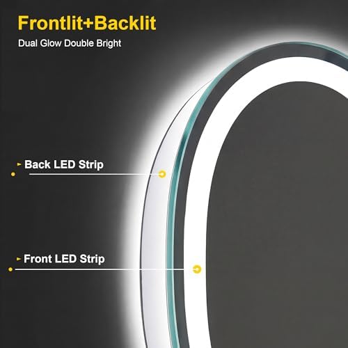 Oval LED Bathroom Mirror with Lights, 20 x 28 Inch Lighted Vanity Mirror