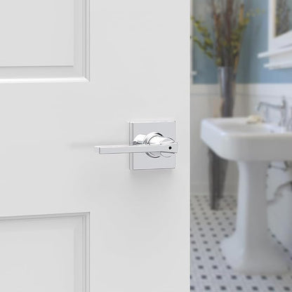 Kwikset Casey Hallway Passage and Bed/Bath Privacy Door Handle 4 Pack, 2 Passage Levers and 2 Privacy Levers, Polished Chrome Reversible Interior Handles