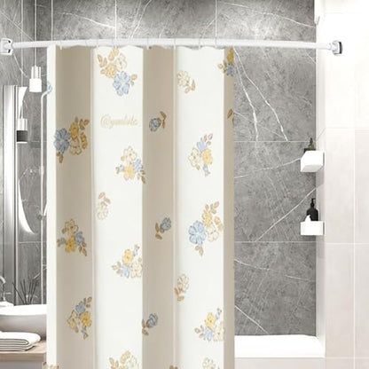 White Curved Shower Curtain Rod 33-78 Inches Adjustable Splicing Design Shower Rods Curved Round Bowed Rust proof, Premium Stainless Steel Need To Drill Shower Curtain Rod for Bathroom, Bathtub, Stall