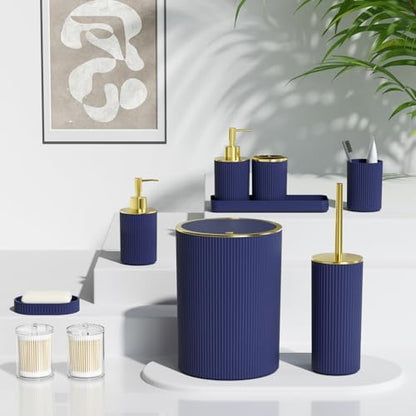 Navy Blue Bathroom Accessories Set, 10PC Bathroom Set
