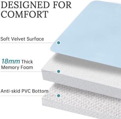 HUXMEYSON 3-Piece Memory Foam Bathroom Rug Set, Light Blue
