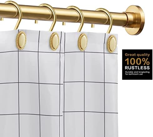 Gold Shower Curtain Hooks Rings, Zinc Alloy with Anti-Rust Coating