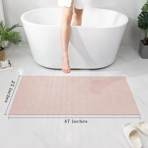chakme Bathroom Rugs Mat 47x25, Ultra Thin Non Slip Bath Mat Large Quick Dry Absorbent Bath Mat for Bathroom Floor, (Pink, 47"x25")
