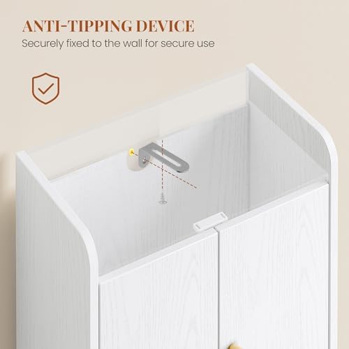 HEXCELEN Small Storage Cabinet, Modern Minimalism, White