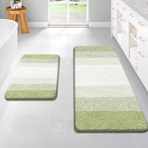 OLANLY Micorfiber Bathroom Rug Set 2 Piece, 47"x20"+24"x16"