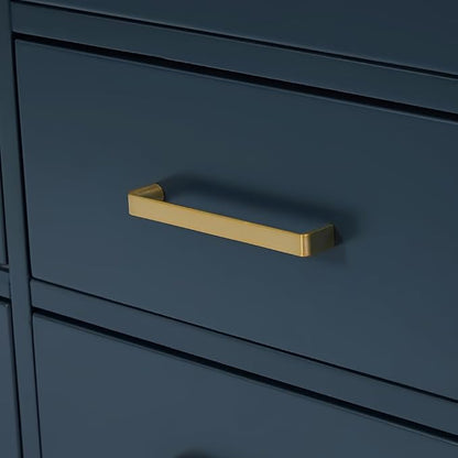 ARIEL Cambridge 72 Inch Double Rectangle Sink Bathroom Vanity with Nero Marquina Black Quartz Countertop 1.5 Inch in Midnight Blue