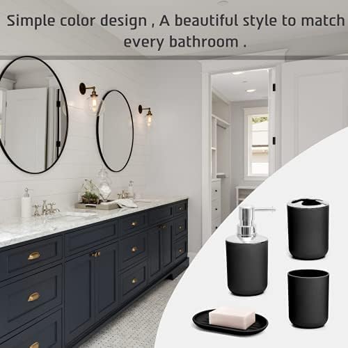 Moss & Stone 6-Piece Black Bathroom Accessories Set, Soap Dispenser