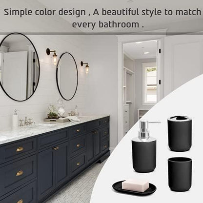 Moss & Stone 6-Piece Black Bathroom Accessories Set, Soap Dispenser