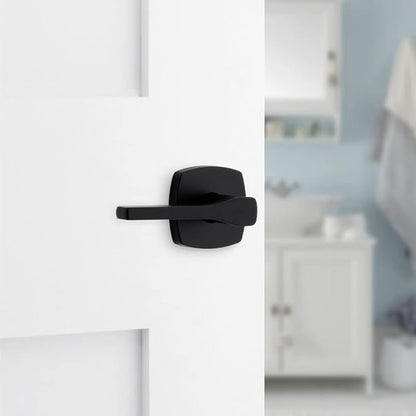 Kwikset Tripoli Lever Interior Privacy Door Handle with Lock, Door Lever for Bathroom and Bedroom, Matte Black Reversible Keyless Turn Lock, with Microban Protection (Pack of 6)