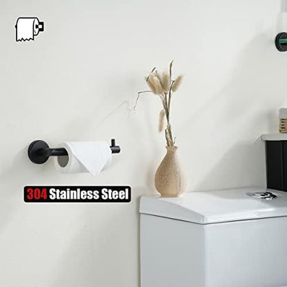 JQK Black Toilet Paper Holder, 5 Inch 304 Stainless Steel Thick 0.8mm Tissue Paper Dispenser, Matte Black Wall Mount 2 Pack, TPH100-PB-P2