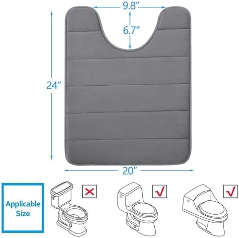 Buganda Memory Foam U-Shaped Toilet Rugs 24 x 20, Absorbent Bathroom mat