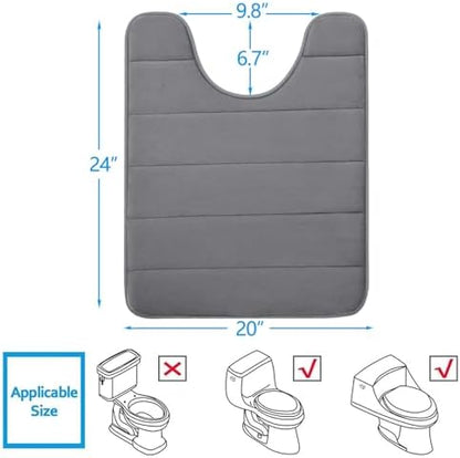 Buganda Memory Foam U-Shaped Toilet Rugs 24 x 20, Absorbent Bathroom mat