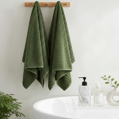 4 Piece Bath Towels, 30"x60" Microfiber Towels Set, Olive Green