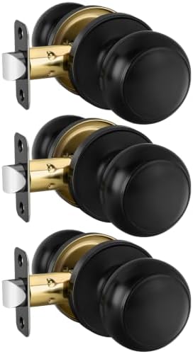 Haidms 3 Pack Matte Black Passage Door Knobs, Black Closet Door Knobs,Passage Doorknobs Interior for Closet or Hall, Hallways