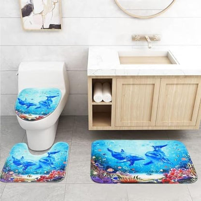 Yddsky Ocean Dolphin Bathroom Shower Curtain Sets for Bathtub,72x72 Inch