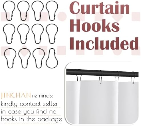 jinchan Boho Shower Curtain Burgundy and White 70x72 Inch 12 Hooks