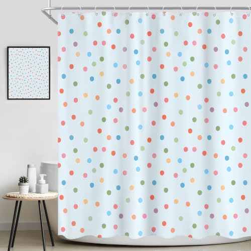 Polka Dot Shower Curtain Blue Pastel Modern Abstract Bathroom Curtain Sets