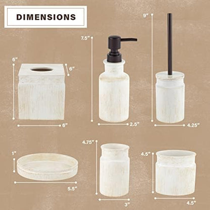 Creative Scents Rustic Luxe Beige 6 Piece Bathroom Accessories Set