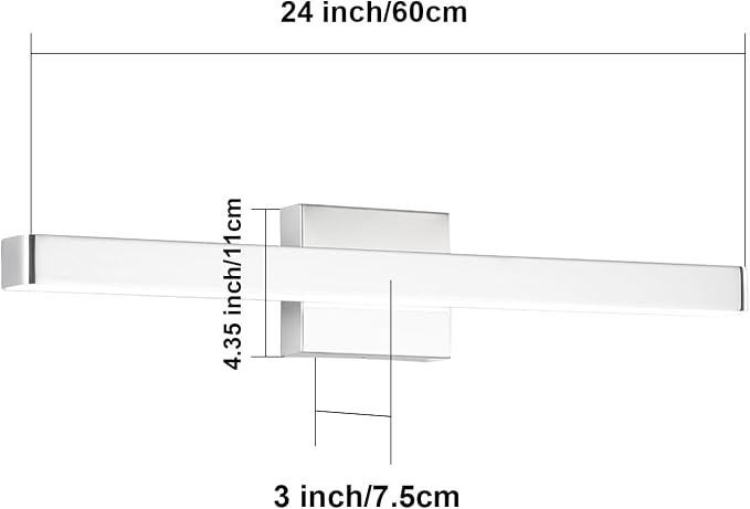 LED Modern Bathroom Vanity Light Fixtures (24-Inch, Cool White 6000K), Modern Acrylic Bathroom Wall Lighting Fixtures for Bathroom Over Mirror, Chrome