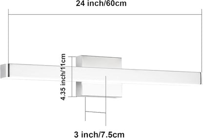LED Modern Bathroom Vanity Light Fixtures (24-Inch, Cool White 6000K), Modern Acrylic Bathroom Wall Lighting Fixtures for Bathroom Over Mirror, Chrome
