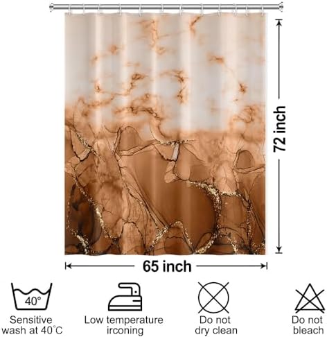 Brown Marble Waterproof Bathroom Shower Curtain 65x72 inches