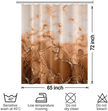 Brown Marble Waterproof Bathroom Shower Curtain 65x72 inches