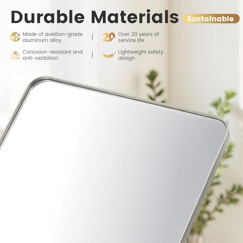 18X30Inch Brushed Nickel Bathroom Mirrors for Over Sink,AluminumFrame
