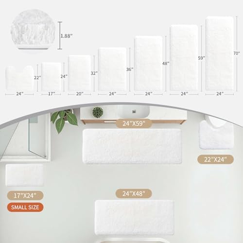 Disolla Toilet Mat 22x24 White - Non Slip Fluffy U-Shaped Contour Rug, Ultra-Soft Plush Toilet Floor Mat, Absorbent & Machine Washable