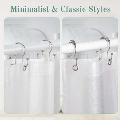Goowin Shower Curtain Hooks, 12 Pcs Shower Curtain Rings, Stainless Steel Shower Curtain Hangers, Metal Shower Curtain Hooks Rings Rust Proof, Minimalist Shower Hooks for Shower Curtain, Nickel