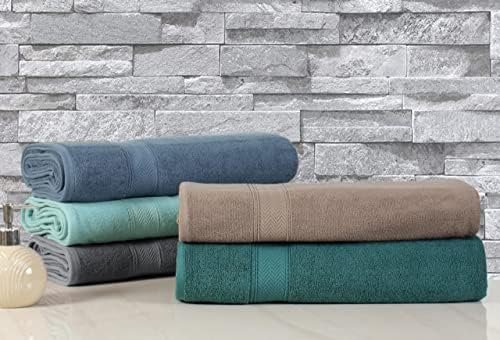 HILLFAIR 100% Cotton 2 Pc XXL Oversized Bath Towel Set 40"x 80"- Stone