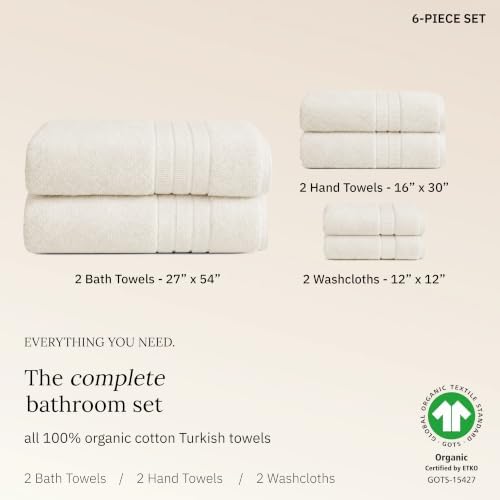 California Design Den Organic Cotton Towel Sets for Bathroom, Ivory-Tofu