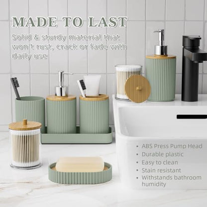 Sage Green Bathroom Accessories Set Complete with Shower Curtain and Rugs