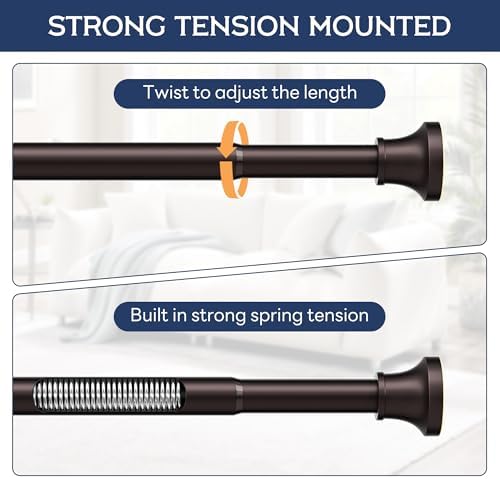 Adjustable Shower Curtain Rod 31-80 Inch, Never Rust Stainless Steel Brown Tension Rod, 1" Heavy Duty No-Drill for Bathroom, Kitchen & Closet