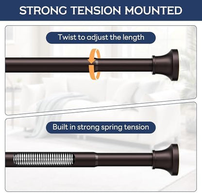 Adjustable Shower Curtain Rod 31-80 Inch, Never Rust Stainless Steel Brown Tension Rod, 1" Heavy Duty No-Drill for Bathroom, Kitchen & Closet