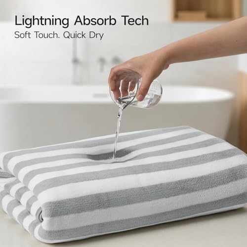 REDKISS Ultra Soft Bath Towel Sets 6-Piece 35"x70" | 100% Microfiber, Highly Absorbent & Quick Dry | Grey Towels for Bathroom, Spa, Gym | 2 Bath, 2 Hand, 2 Washcloths