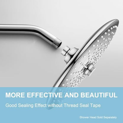 OFFO Shower Arm with Flange, 10 in Wall Mount Replacement Angle Shower Head Arm Wall-Mounted For Fixed Shower Head & Handheld Showerhead, Chrome