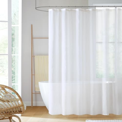 Madison Park Anna Sheer Shower Curtain for Bathroom, 72 x 72, White