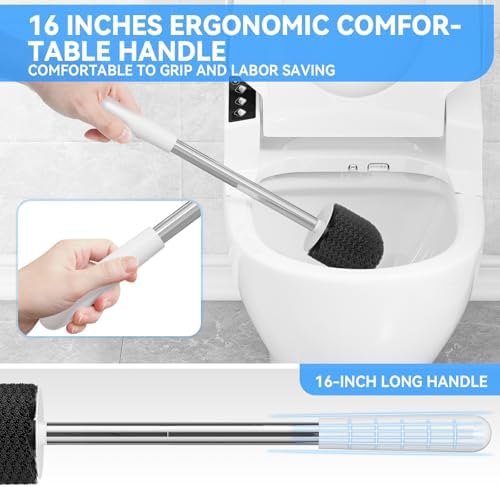 TRENTI Toilet Brush and Holder Set - Bristles Bowl Brush Head with Ventilated Holder, Wall Mounted Compact Set for Bathroom Deep Cleaning