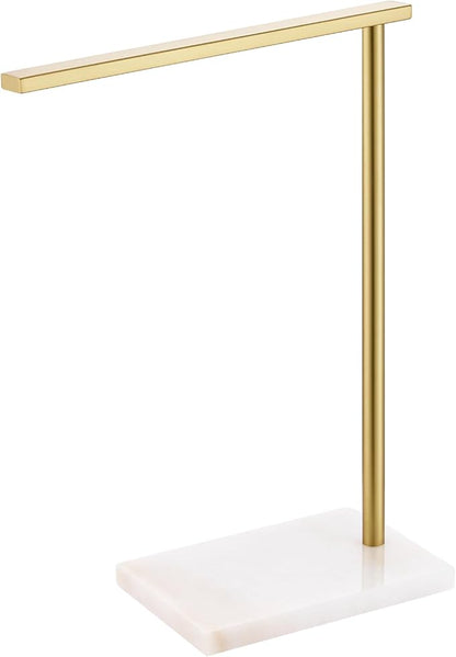 Hand Towel Bar for Bathroom Vanity Countertop 1-Tier Towel Holder Free Stand with Heavy Marble Base Thicken Steady, Gold Stainless Steel AN7002GD