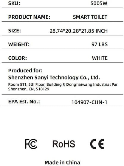 Smart Toilet with Bidet Built In, One Piece Elongated Japanese Toilet with Tank, Heated Seat Warm Water, LED Fahrenheit Display, Foot Kick Control, Self Cleaning Nozzle, Intelligent Dual Flush System