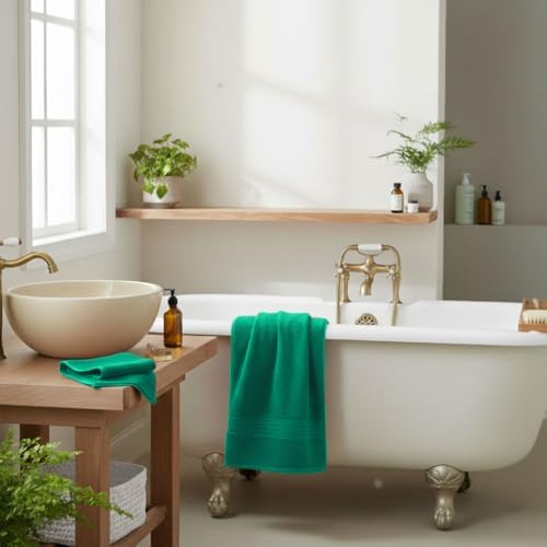 8 Piece Bath Towels for Bathroom - 100% Cotton, Soft Absorbent Bathroom Towels Set - 2 Extra Large Bath Towels, 2 Hand Towels & 4 Washcloths - Hotel Spa Thick Plush Towel, Kelly Green