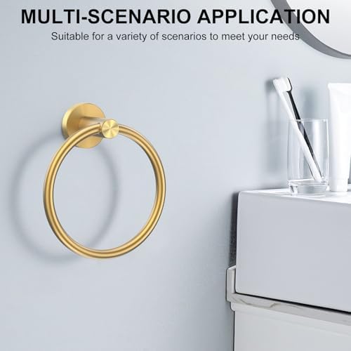 SetSail Towel Holder Screw-in Brushed Gold Towel Ring for Bathroom Wall