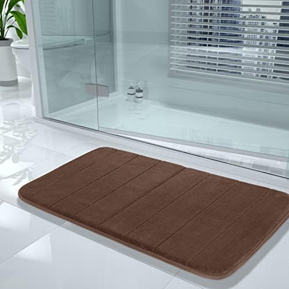 Yimobra Brown Bath Mat, Super Soft Absorbent Memory Foam Bathroom Rug Non Slip, Quick Dry, Machine Washable Floor Carpet for Tub Shower, Home Decor Accessories, 24x17