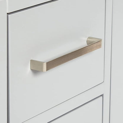 ARIEL Cambridge 42-inch Bathroom Vanity with Sink,Solid Wood, 1.5-inch Pure White Quartz Countertop & Backsplash, Single Rectangular Porcelain Sink, 2 Soft Closing Doors, 9 Dovetail Drawers, Grey