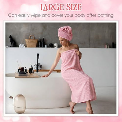 Peryiter 6 Pcs Bath Towel Set, Oversized Bath Sheet for Adults, Pink